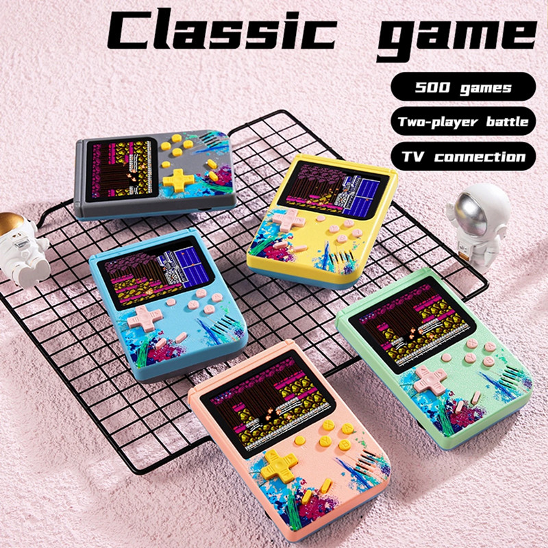 Portable Built in 500 in 1 Retro Video Game Console G50 Mini Handheld Games Single & Double Player Pocket Game Console Colorful LCD Display For Kids Boy