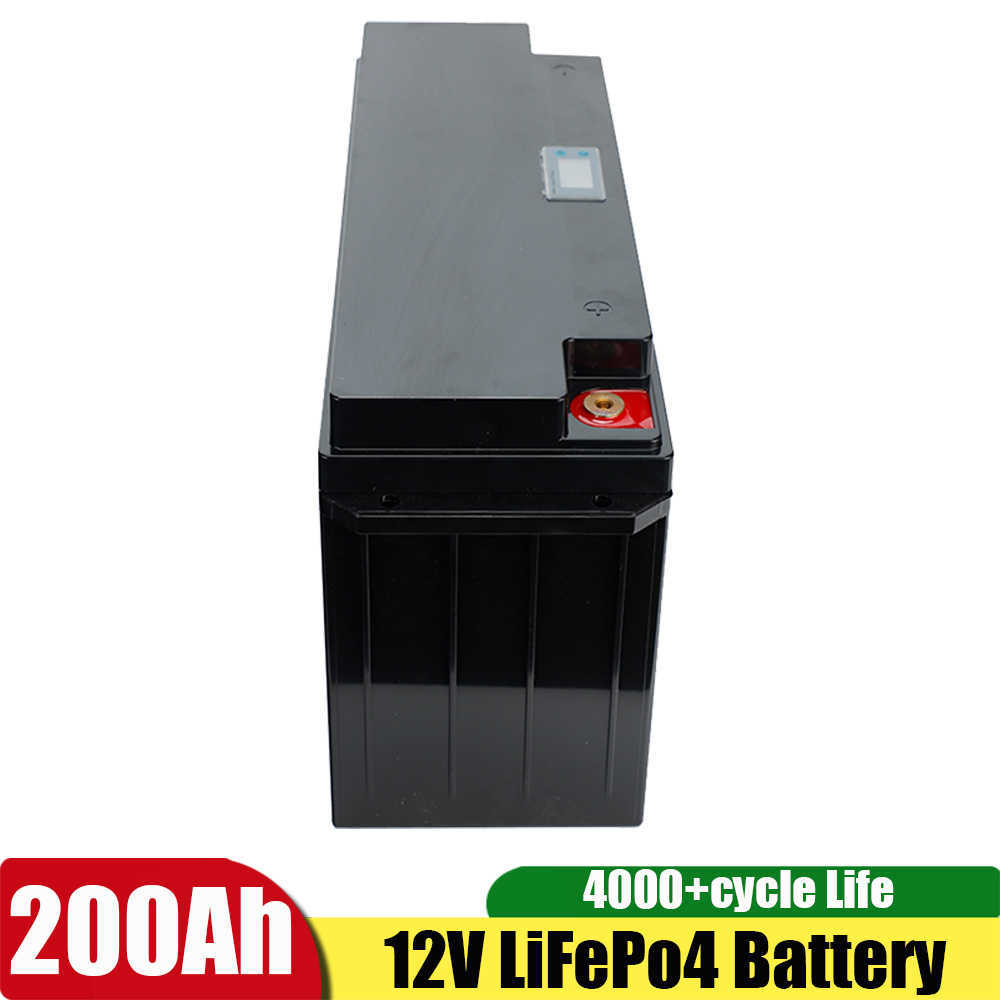 LIFEPO4 12V 200AH Солнечный литий -литий -аккумулятор переносной для наружного питания электрический пропеллер +20A Зарядное устройство