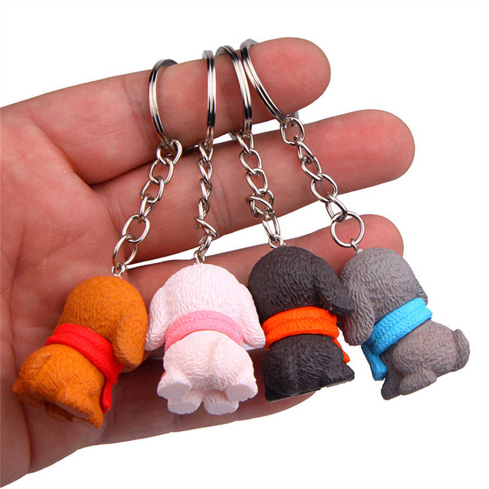 Nieuwe schattige cartoon puppy Keychain Pet Dog Family Doll Keyring Pendant For Women Girls Bag Ornament Creative Diy Friendship Gifts