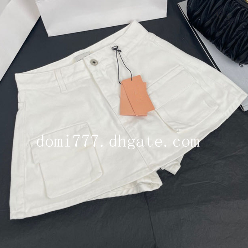 Top Seller Fashion Pocket with Letter LOGO Sticker Women's Denim Shorts Jacket Suit Trouser Skirt S M L