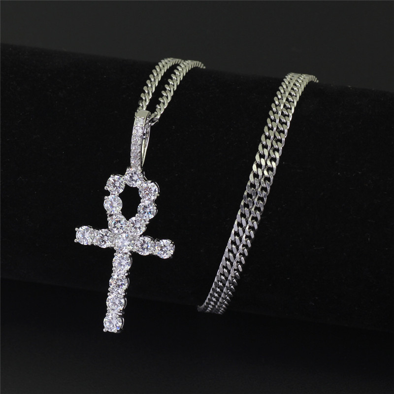 Mäns rostfritt stål Cross Pendant Halsband Guldtröja kedja Fashion Hip Hop -halsband smycken