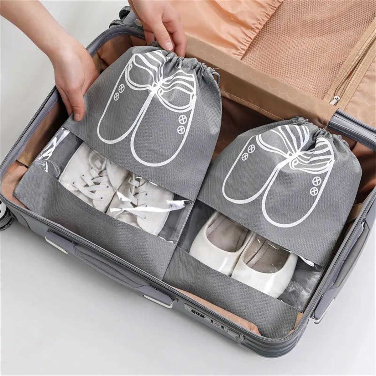 New Shoes Storage Bag Closet Organizer Non-woven Travel Portable Bag Waterproof Pocket Clothing Classified Hanging Bag