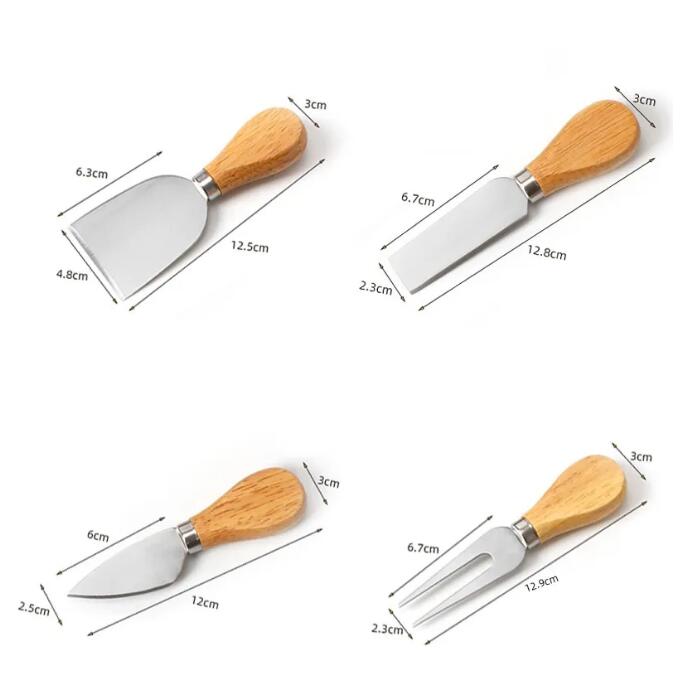 Trähandtag i rostfritt stål ostknivuppsättning grädde skärare smör spatula ost knifes set cotestar