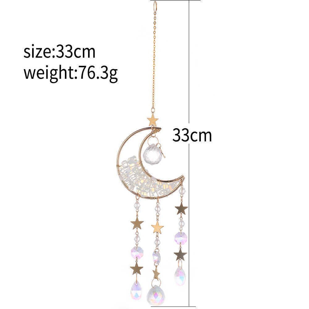 Andra trädgårdsmaterial Crystal Moon Amethyst Rainbow Suncatcher Hanging Crystals Stone Sun Catcher Light Catcher Xmas Window Garden Ornaments Outdoor G230519