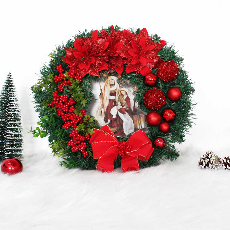 Roter Weihnachtskranz für Haustür, Champagnergold, Fenster, Wand, Türdekoration, Weihnachtsgirlande, Ornament, Guirnalda Navidad G230518