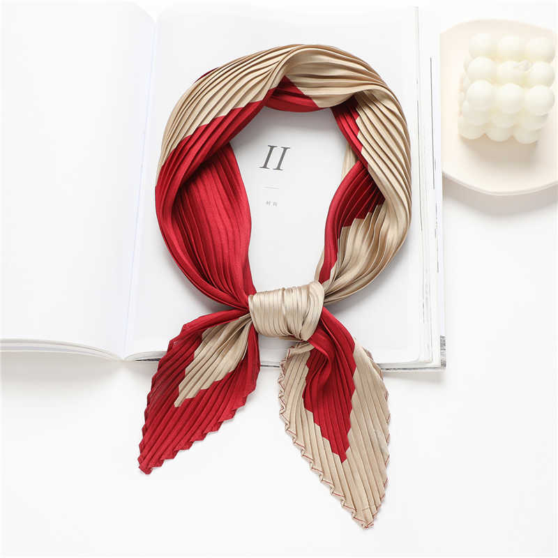 Solid/plain Women Crinkle Silk Band Scarf ana Fashion Lady Hair Tie Headscarves Wrist Soft 70cm Splice Shawl Hijab G220513