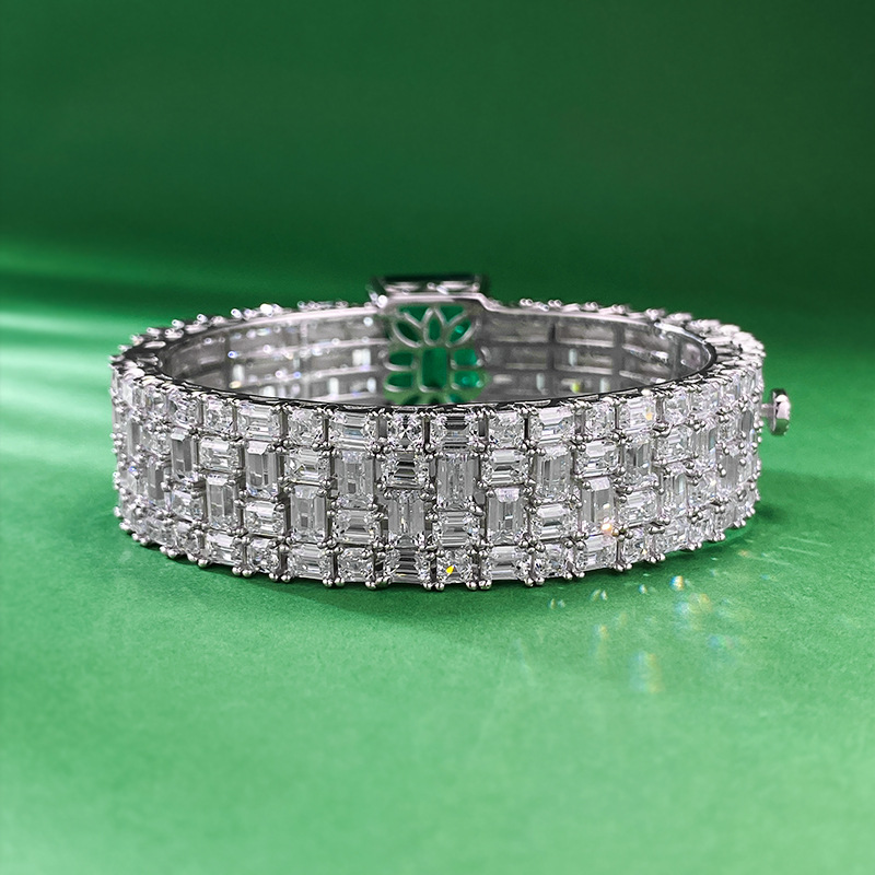 Винтажный изумрудный бриллиантовый браслет 100% Реал 925 Серебряные серебряные браслеты для женщин -браслетов для женщин свадебные украшения свадеб