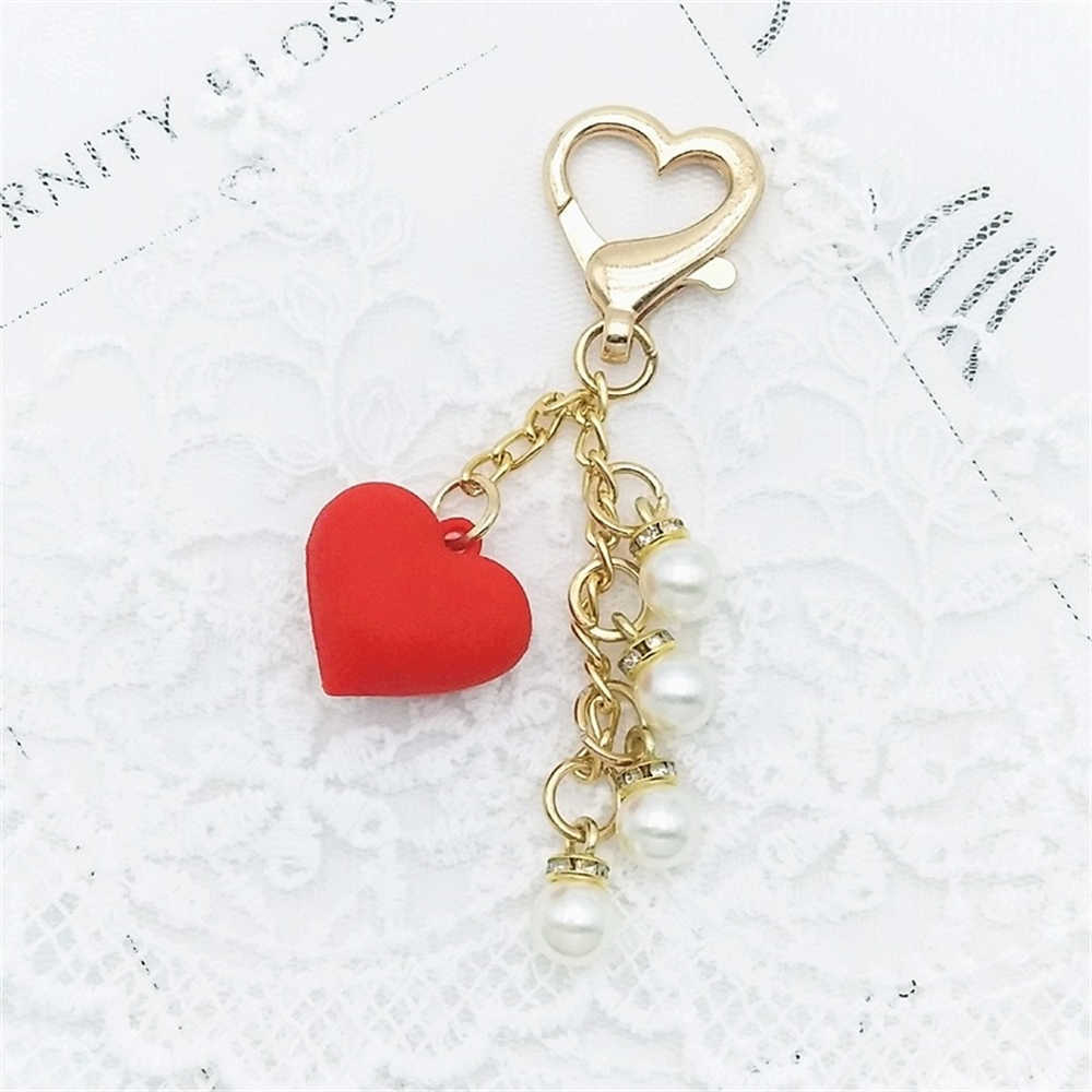 New Luxury Pearl Tassel Keychain Fashion Love Heart Pendant for Women Bag Ornaments Car Key Holder Accessories Creative DIY Keyring