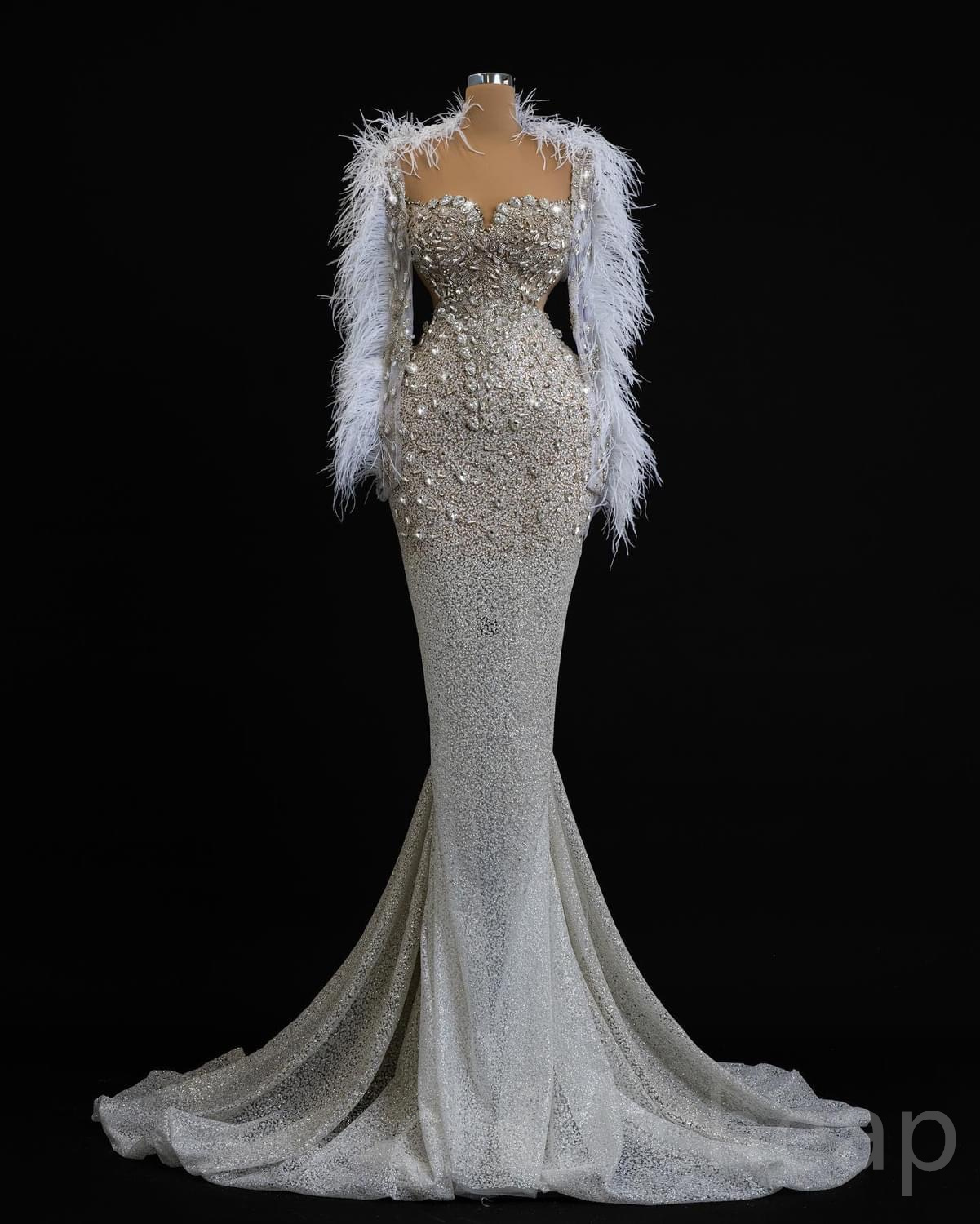 2023アラビア語aso ebimermaidhewerd dress feathed lace lace bridal gowns dresses zj3030
