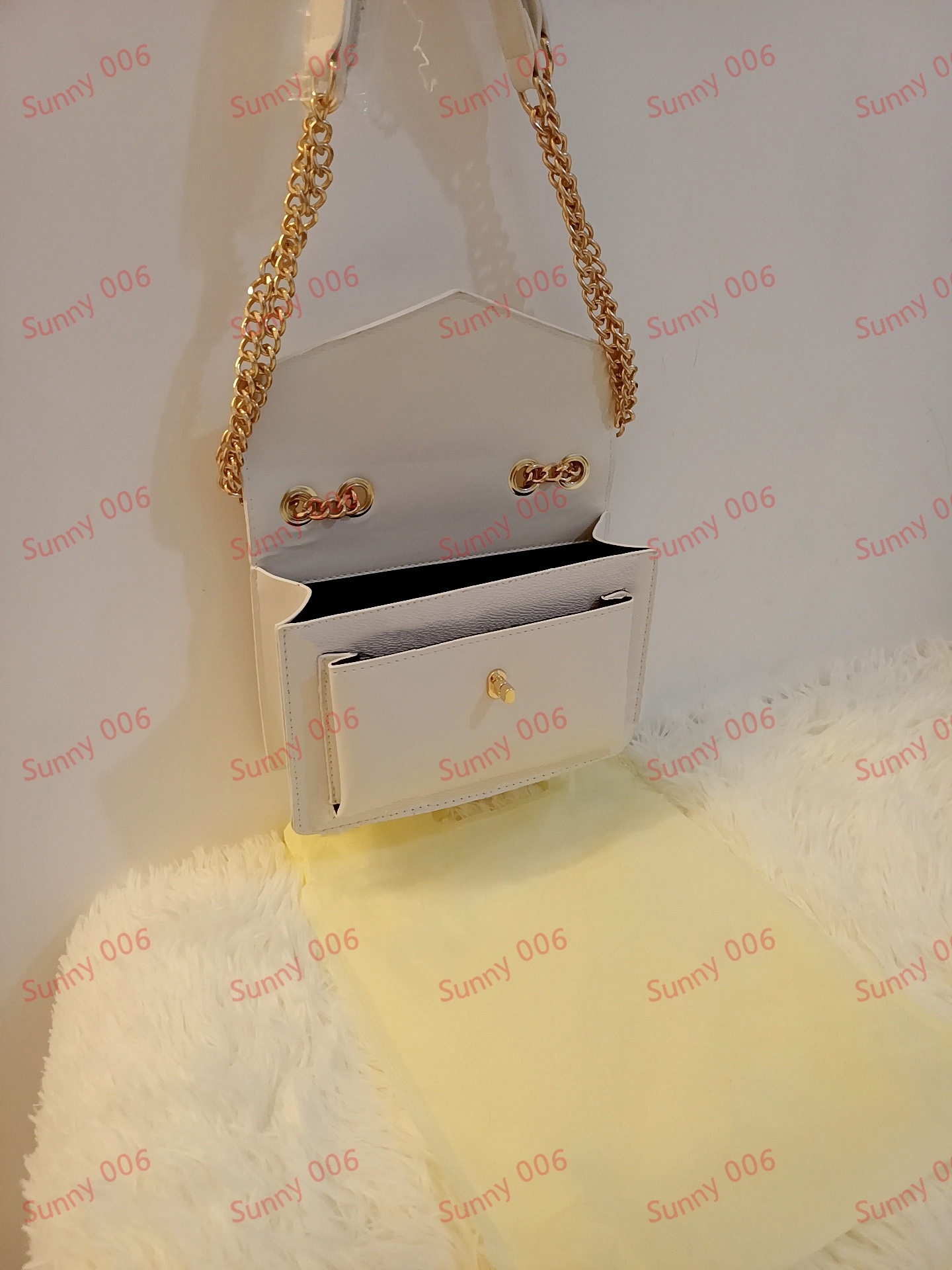 Bolso cruzado con estampado en blanco y marrón, bolso de hombro con cadena doble, bolsos de cambio de bolsillo múltiples, carteras tipo sobre de lujo