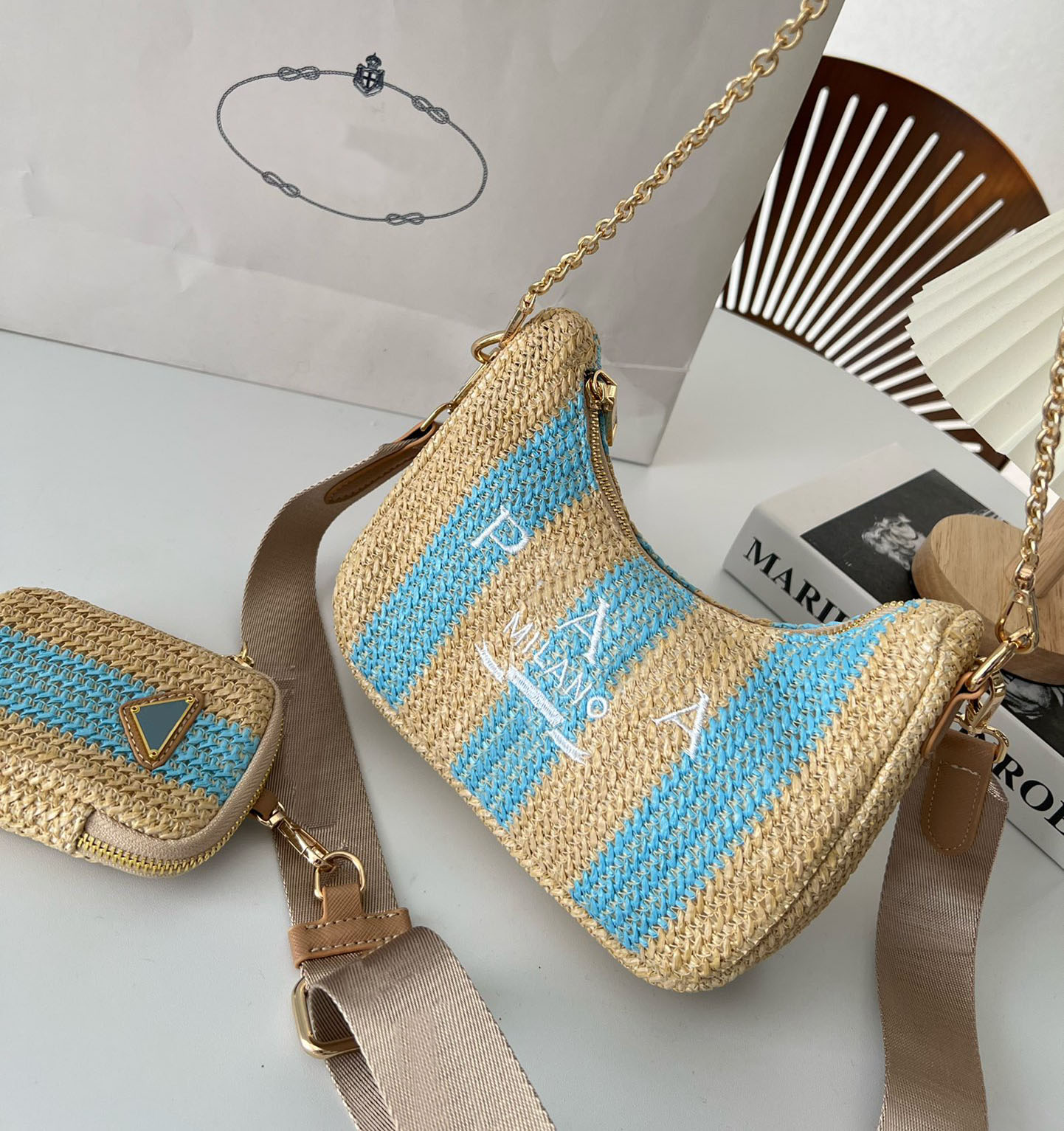 designer bags Woman Straw Bags Nylon shoulder bags Hobos Handbags underarm bag Chain Purses Designer Crossbody Baguettes Lady Small Totes