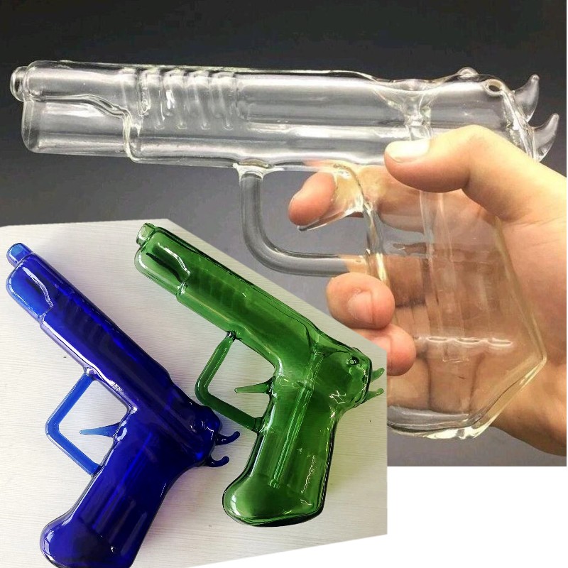 VERY unique piece of glass pistol oil burner Glass Bong diffuse ash catcher Adapter Bowl bubber Water Pipe Concentrate Oil Rigs guns