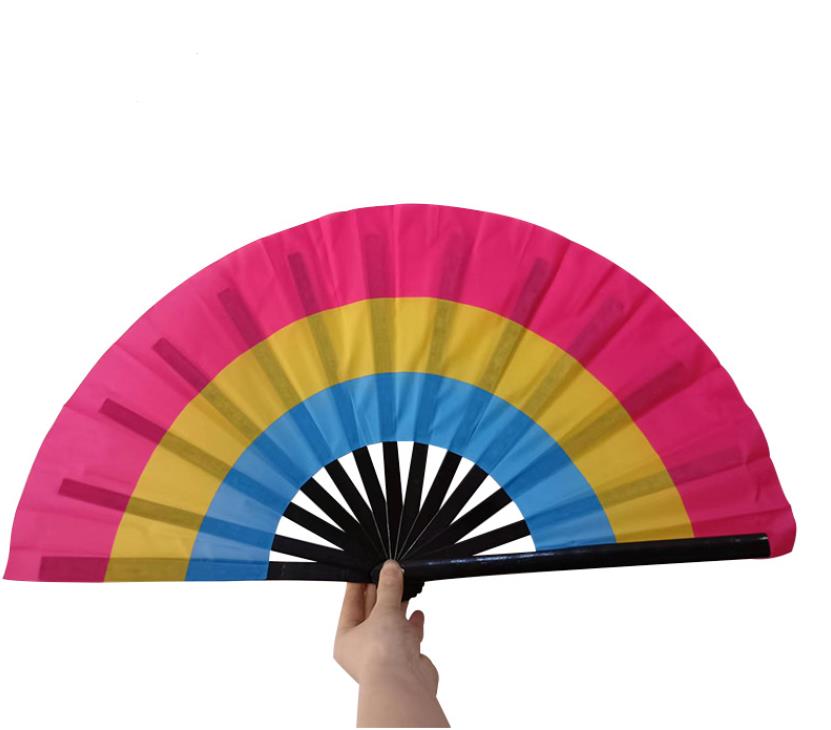 Rainbow Large Folding-fans LGBT Kleurrijke handheld fan voor vrouwen Men Men Pride Party Decoration Music Festival Events Dance Rave Supplies SN777