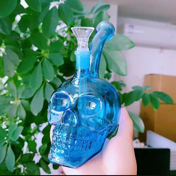 Skull Glass Water Pipes Thick Glass Bongs Smoking Pipe Hookash Shisha Dab Rigs With 14MM Bowl