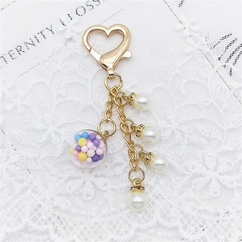 New Luxury Pearl Tassel Keychain Fashion Love Heart Pendant for Women Bag Ornaments Car Key Holder Accessories Creative DIY Keyring