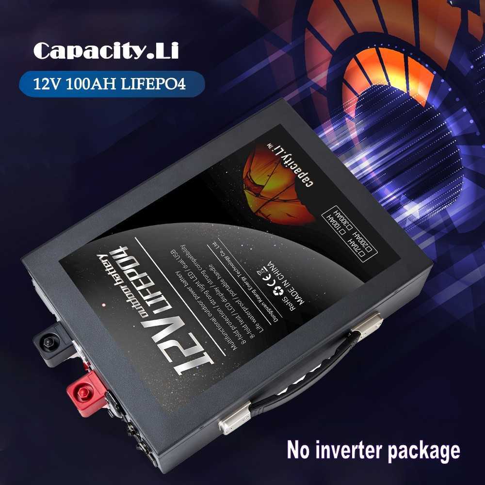 12V LIFEPO4 배터리 팩 100AH ​​인버터 12V ~ 220V 350W BMS 발전소 충전식 배터리 70AH RV 실외 캠핑 태양열