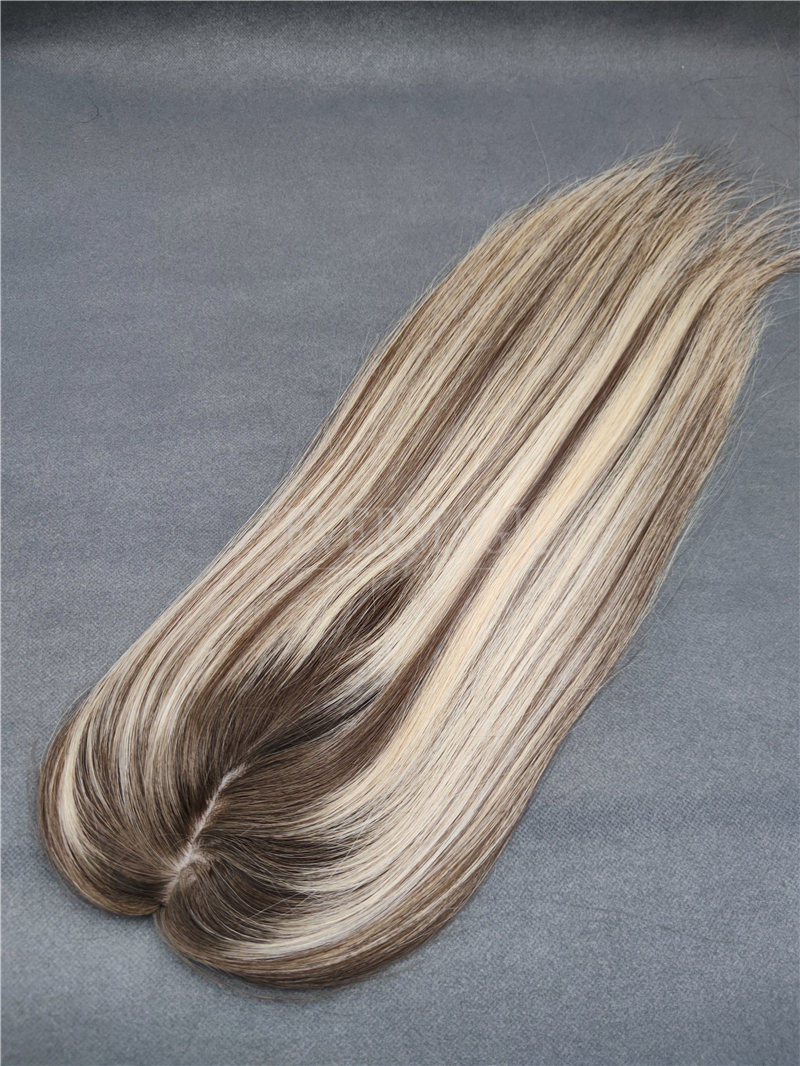 Ny kommande lager mänskliga hårstycken hud hårbotten bas toppers toupee för alopecia håravfall tunnare kvinnor