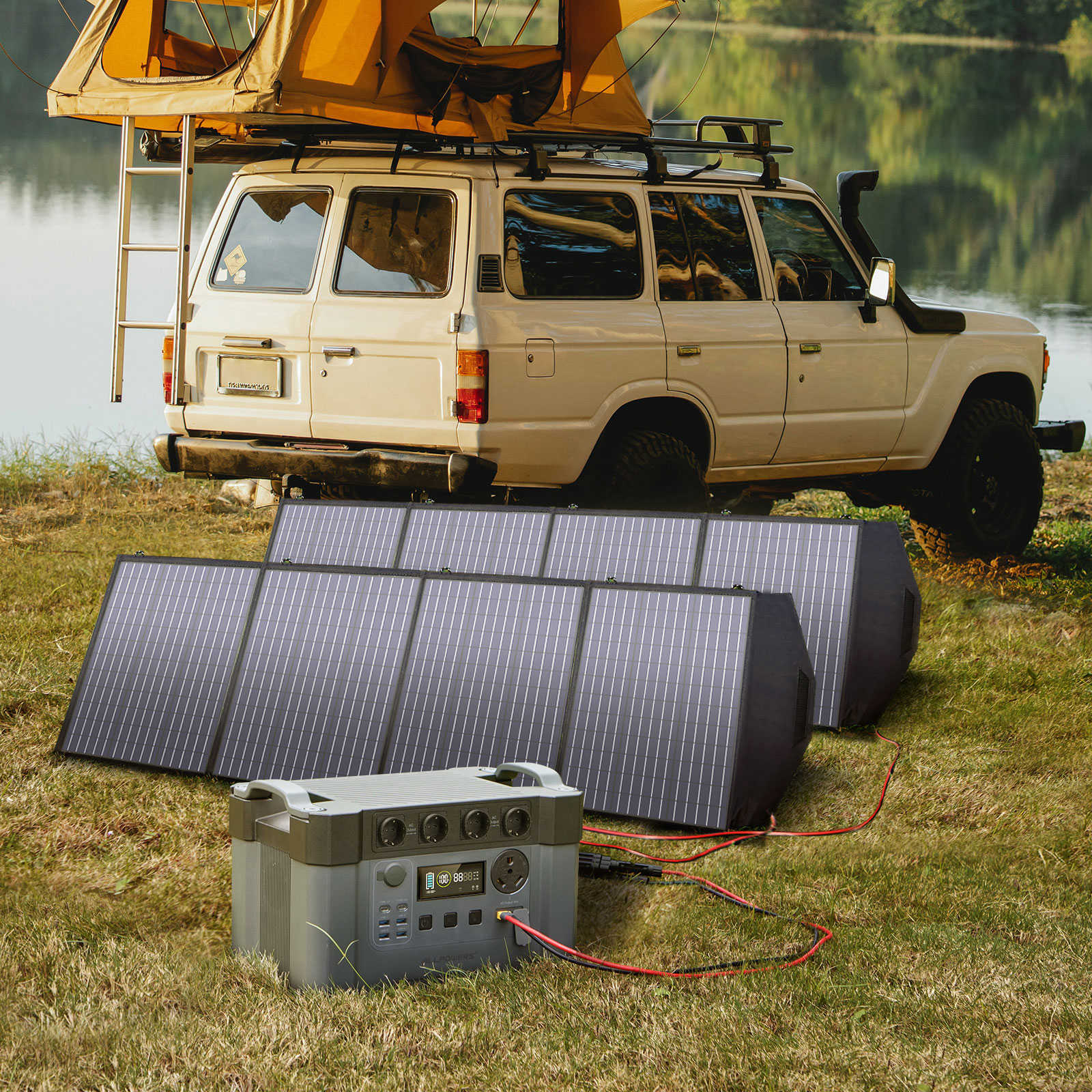 Allpowers S2000 Pro Portable Power Station 1500 Wh 2400 W Mobilny magazyn energetyczny z 2x 200W Składany panel słoneczny do awaryjnego RV