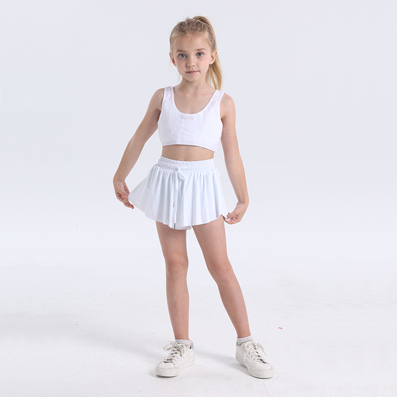 lu Kids Yoga Shorts Outfits Hoge Taille Sportkleding Met Zakken Fitnesskleding Korte Broeken Meisjes Hardlopen Elastiek Voorkomen Garderobe Culotte Dubbeldeks Voering