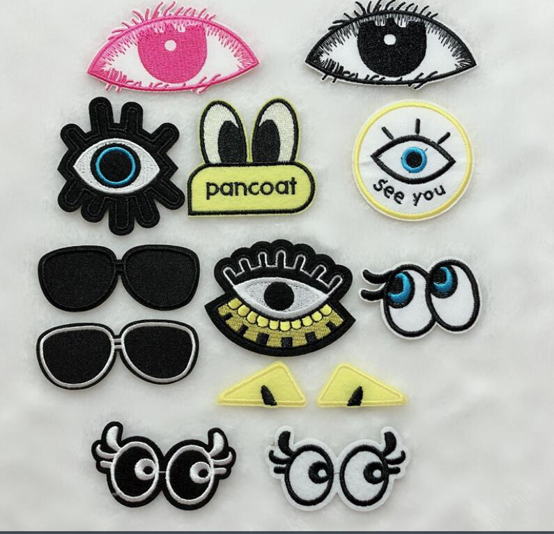 Eye Patches Sewing On Embroidered Applique Fabric for Jacket Badge Clothes Stickers Patch 6x3.8cm