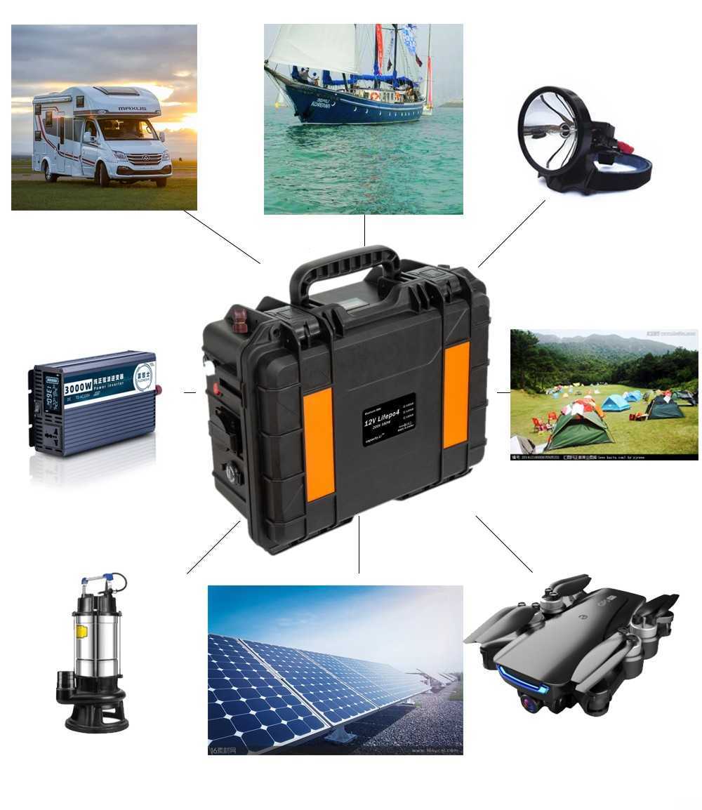 12V lifepo4 battery pack 100ah Inverter 220V 350W bms power station solar rechargeable 120ah