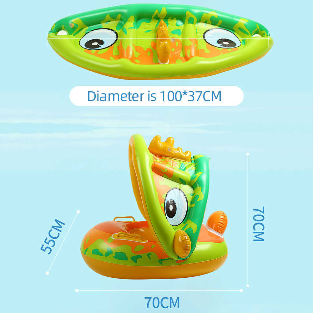 Inflatable Floats Tubes PVC swimming life buoy smooth with sunshade swimming pool swim ring wear-resistant soft reusable convenient for beach parties P230519