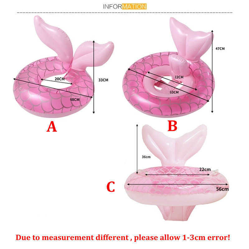 Flotadores inflables Tubos Sirena anillo de natación piscina inflable boya 0-8 años niños anillo de natación verano playa fiesta de agua juguetes P230519