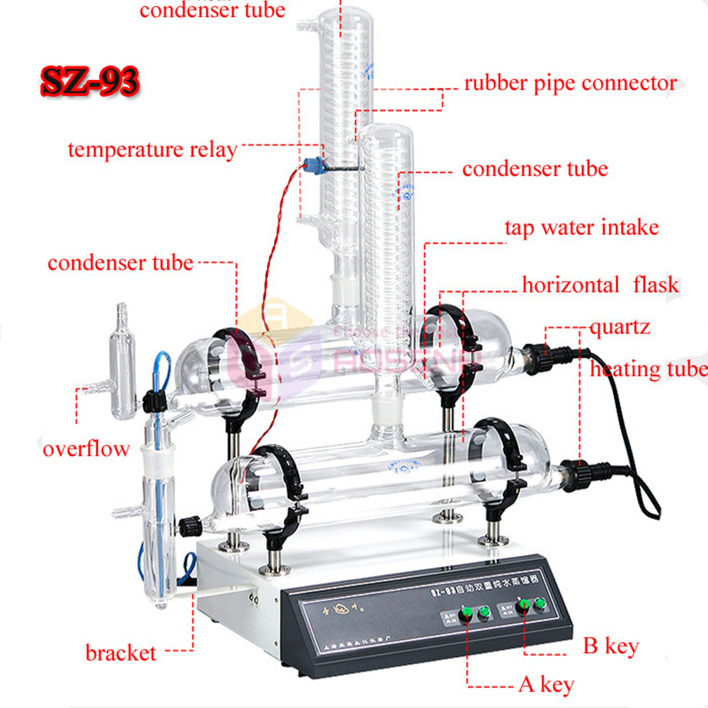 Waterfilters Kwarts Automatische Zuiver Waterdestilleerder Dubbele destillatie Lab Gebruik SZ-93A 220V