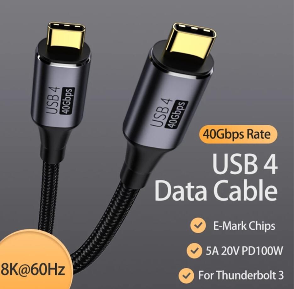 USB 4.0 Type C tot Type C -kabel 40 Gbps 8K 60Hz PD 100W Snellaadgegevenssnoer met Thunderbolt3 voor Pro -laptop