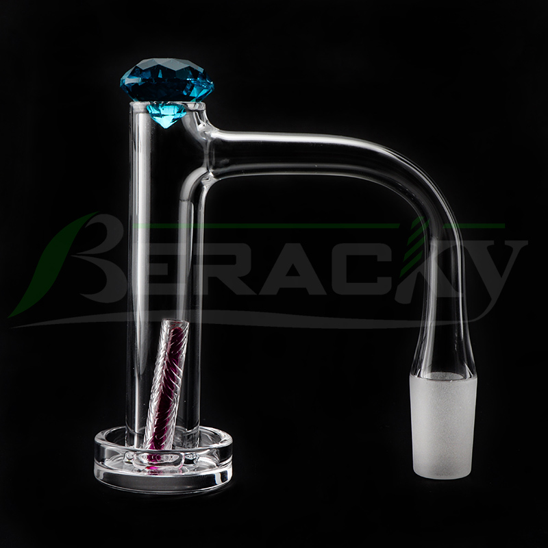 Beracky Full Weld Smoking Control Tower Quarz Banger mit Glasdiamantkappe, Rubinquarzsäulen, abgeschrägte Kante, nahtlos geschweißte Quarznägel für Glasbongs, Dab Rigs