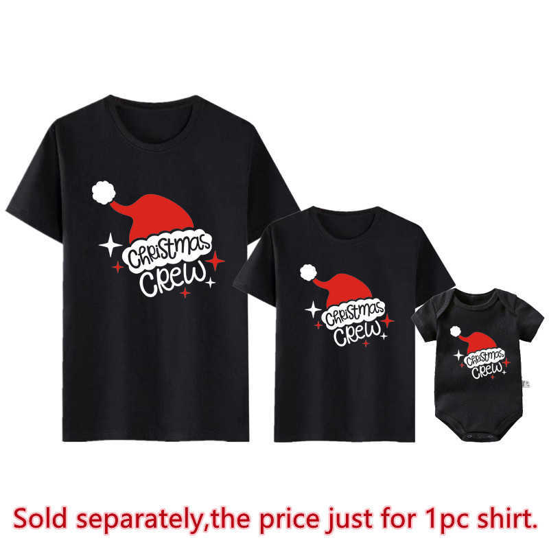 Family Outfits New Christmas Staff Printing Family Clothing Father Daughter Son T-shirt Baby Jumpsuit Cotton Family Utseende Julkläder G220519