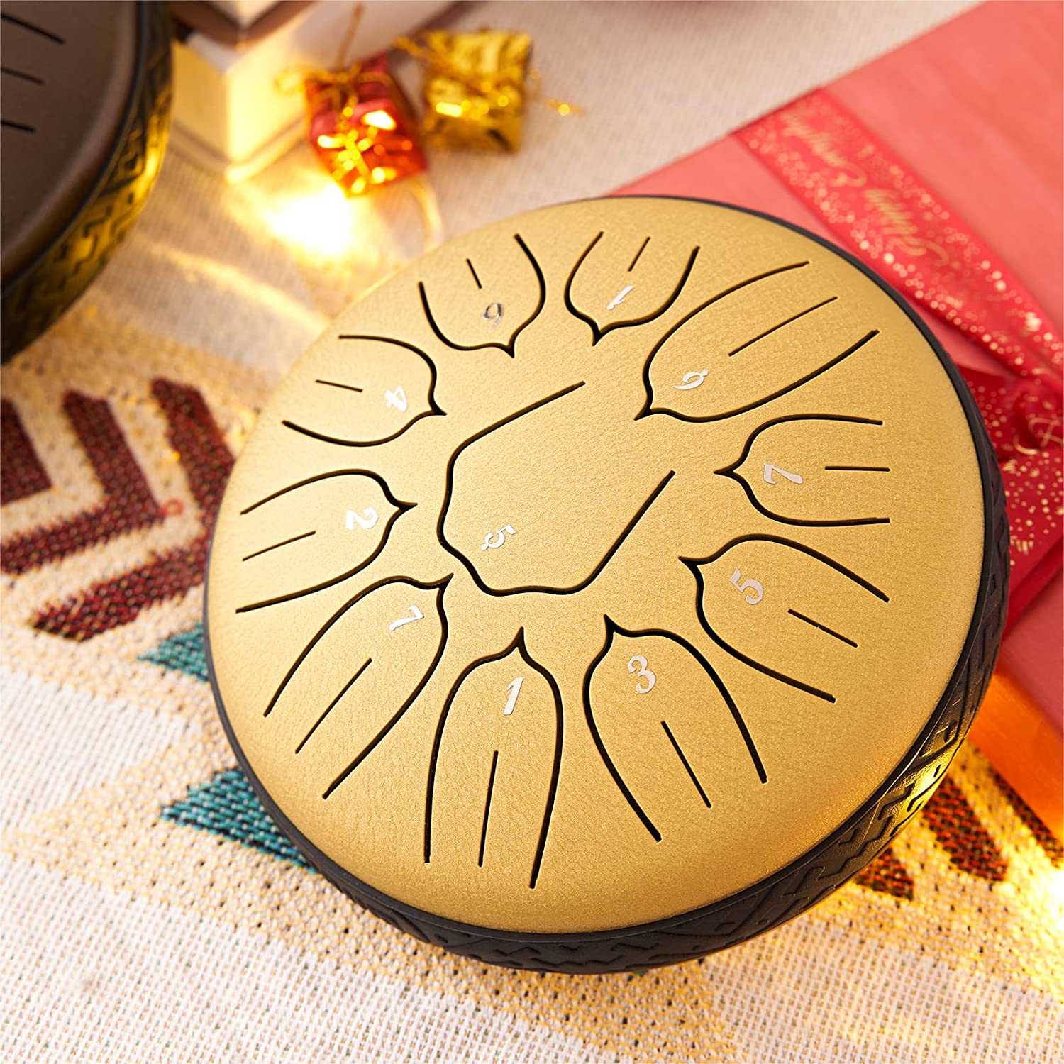 Steel tongue drum 6 inches 11 notes D-Key tambourine small concert percussion instrument with bag suitable for children adult meditation unique sound