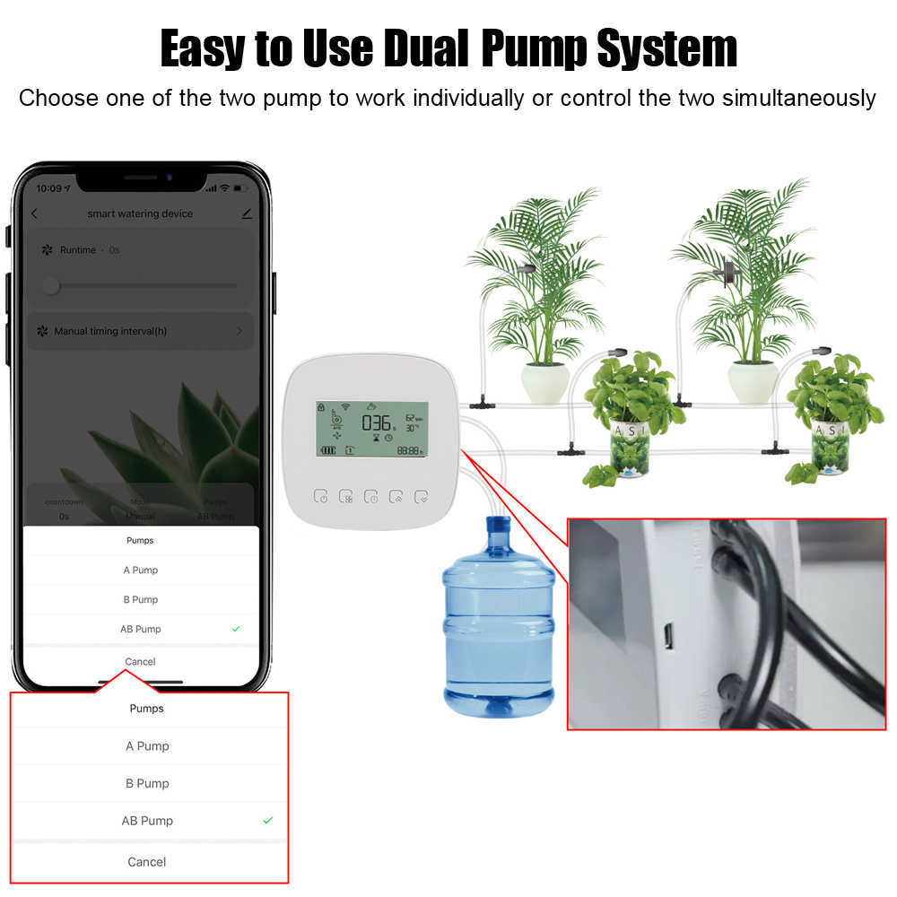 Other Garden Supplies WiFi Tuya with Solar Panel Digital Watering Irrigation Timer Micro-drip Irrigation Controller Intelligent Automatic Water Timer G230519