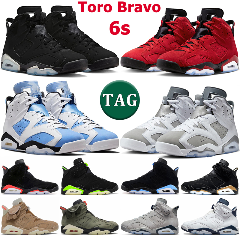 6 butów do koszykówki mężczyźni kobiety 6s Toro Bravo Chrome Srebrny Srebrny Grey Unc Biała Georgetown Carmine Midnight Bordy Bordeaux Mens Treakers Sports Sneakers