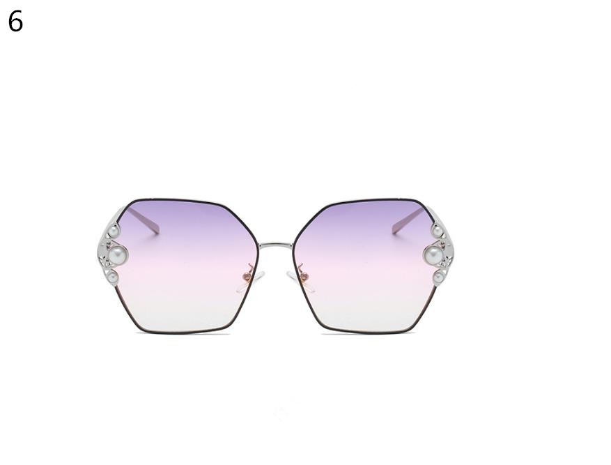 Lunettes de soleil Cadre de luxe Femmes Pearl Square Shades UV400 Vintage Lunes 258O