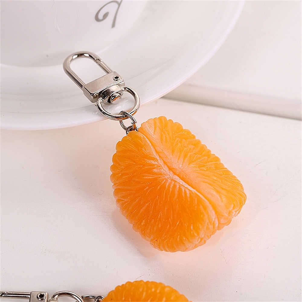 Nouveau mignon 3D Simulation Orange porte-clés PVC fruits porte-clés pour femmes filles casque étui pendentif sac ornements bricolage cadeau accessoires