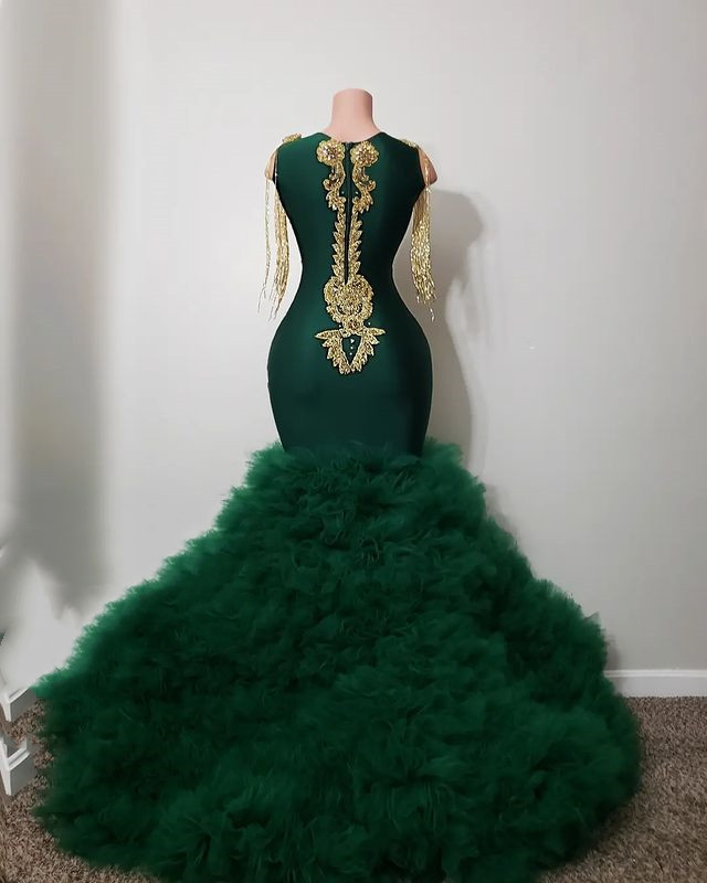 2023 Mai Aso Ebi Dentelle Perlée Robe De Bal Vert Foncé Sirène Soirée Formelle Deuxième Réception Anniversaire Robes De Fiançailles Robe Robe De Soirée ZJ270