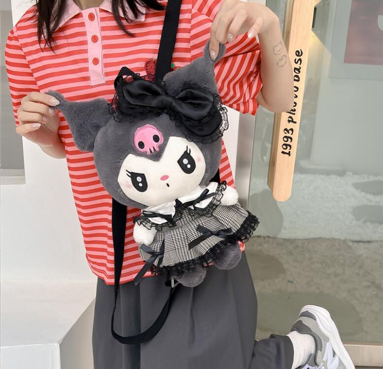 Kawaii Kuromi Plush Backpack Girl Student Cute Soft Accessories Zipper Bag Girls Birthday Gift