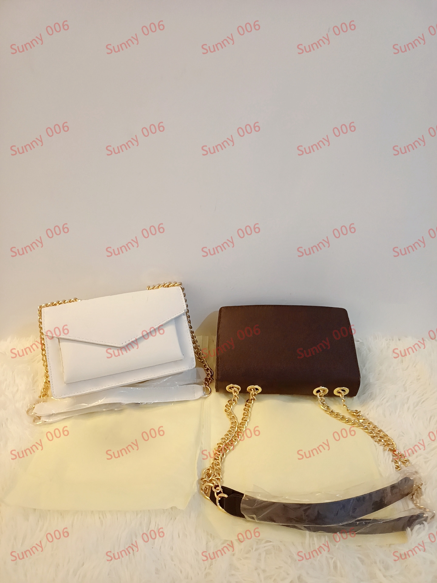 Bolso cruzado con estampado en blanco y marrón, bolso de hombro con cadena doble, bolsos de cambio de bolsillo múltiples, carteras tipo sobre de lujo