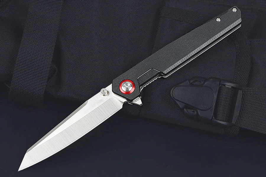 Specialerbjudande M0619 Flipper Folding Knife 440B Satin Tanto Blade G10 med rostfritt stålplåt Bollbärande snabbt öppna EDC Poket Knives med detaljhandelslådan