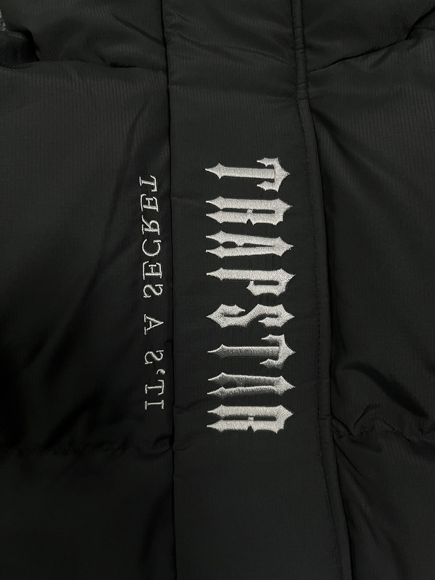 トラップスターズロンドンデコードされたフード付きフード付きパフ2.0グラデントブラックジャケットメン刺繍サーマルパーカーメン冬のコートトップXS-XLN9YG