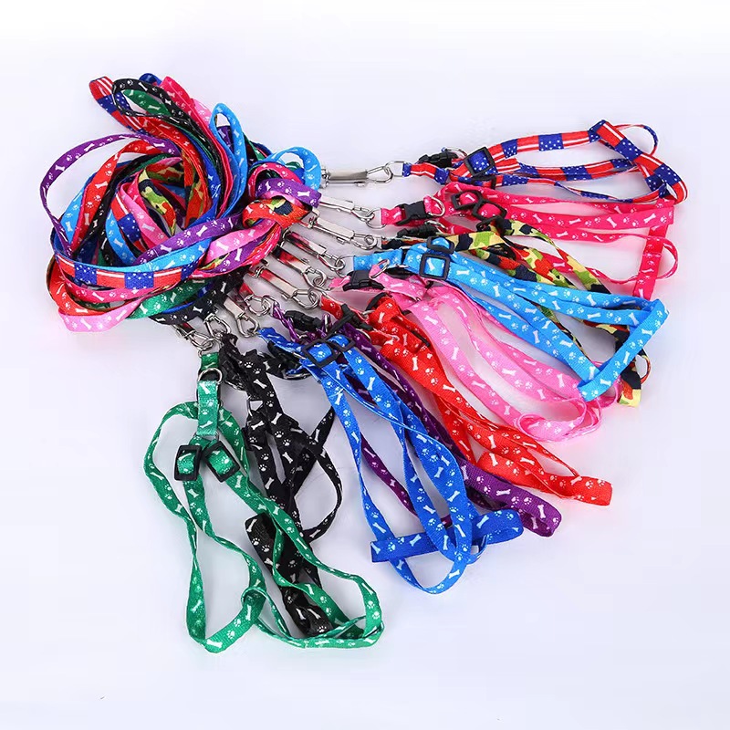 1.0*120cm hondenharnas riemen nylon bedrukte verstelbare huisdierholte puppy katten dieren accessoires huisdier ketting touw stropdas huisdierbenodigdheden q93