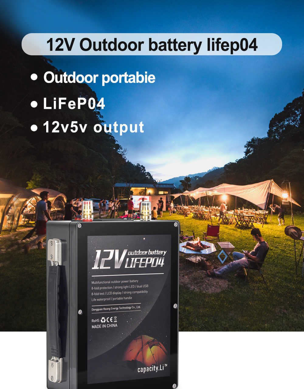 Batterie Lithum 12V 30AH40ah50AH avec batterie Rechargeable DC2USB batterie de secours multifonctionnelle pour moteur camping en plein air