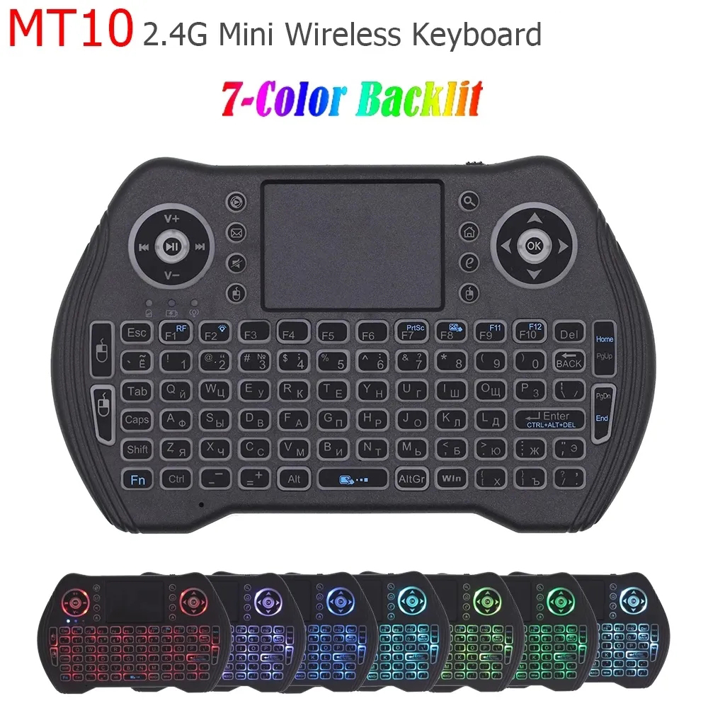 MT10 2.4GHz Wireless Remote Control With Backlit Portable Mini Keyboard Touchpad for TV Box Computer Sep Top Box Air Mouse New