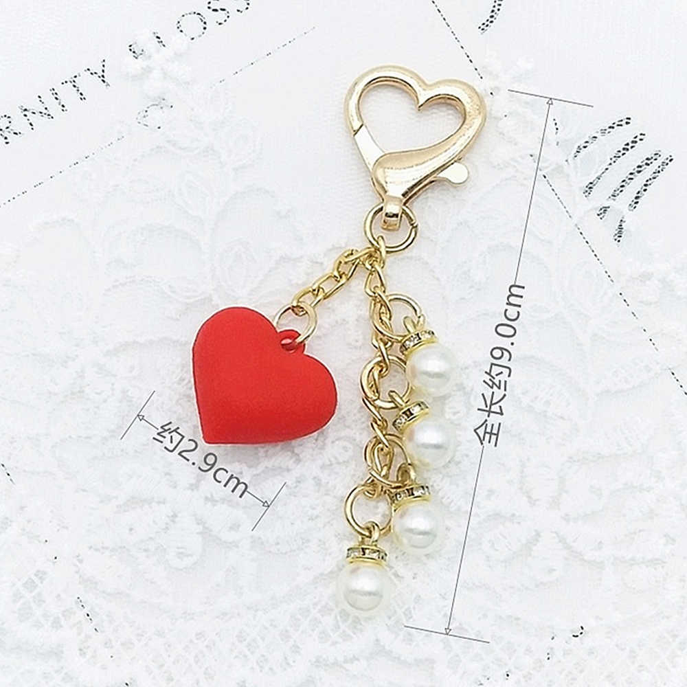 New Luxury Pearl Tassel Keychain Fashion Love Heart Pendant for Women Bag Ornaments Car Key Holder Accessories Creative DIY Keyring