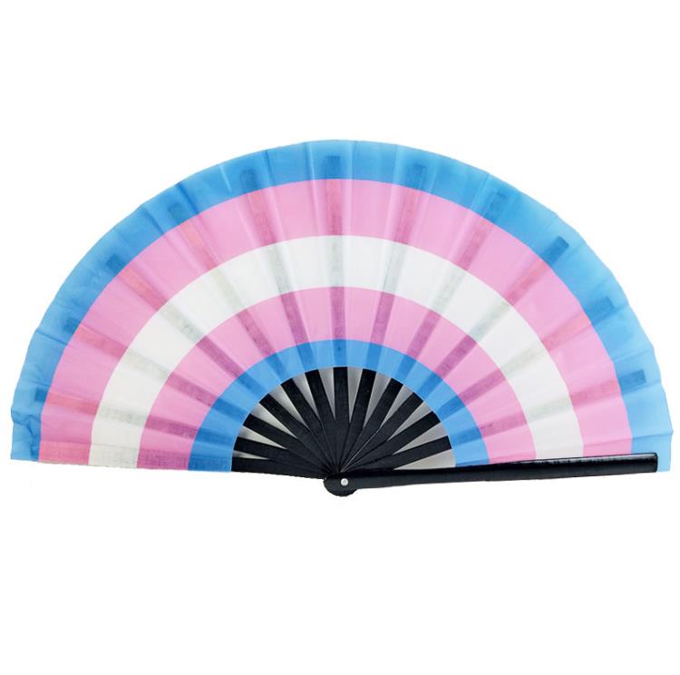 Rainbow Large Folding-fans LGBT Kleurrijke handheld fan voor vrouwen Men Men Pride Party Decoration Music Festival Events Dance Rave Supplies SN777