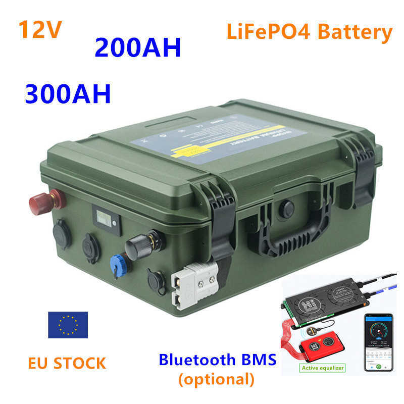 12V 200AH 300AH LiFePO4-Batterie 12V LiFePO4 200AH 300Ah-Batterie 12V Lithium-Eisenphosphat-Batterie 200Ah 300Ah mit 20A-Ladegerät