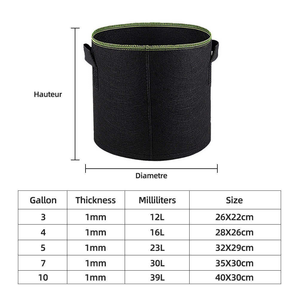 Altre forniture da giardino 7/5/4/3 galloni Grow Bags Fioriera in feltro Coltivazione Giardinaggio Ortaggi Patate Fiore Pianta Tessuto Vasi piantare fiori Attrezzi da giardino G230519