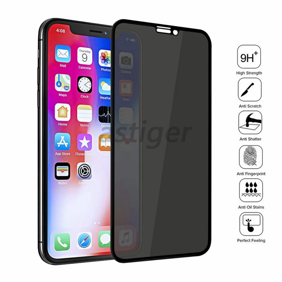 Protecteur d'écran en verre anti-espionnage anti-espionnage pour iPhone 15 14 13 12 11 Pro max XR XS 6 7 8 Plus Verre trempé à couverture complète dans une boîte de vente au détail