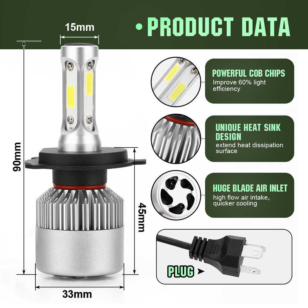 Новые 70W Car Laclbs Lod Lod 8000lm H1 H11 H4 H7 9005 9006 Фарафовные лампы Светодиодные лампы DC9-32V Туманные огни для автомобильных грузовиков внедорожник RV
